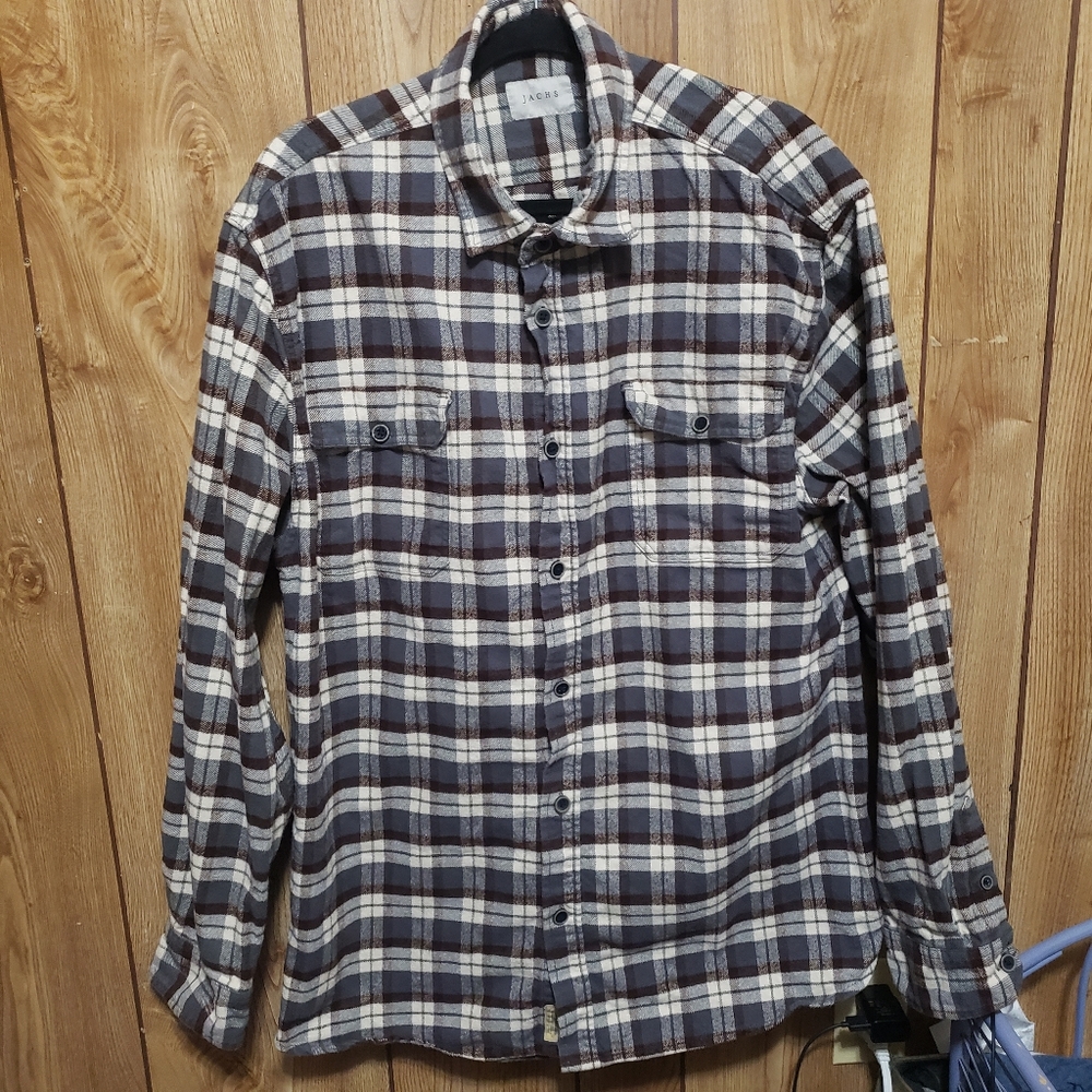 Plaid Long Sleeve Button Up Flannel JACHS Mens 2XL Double Chest Pocket